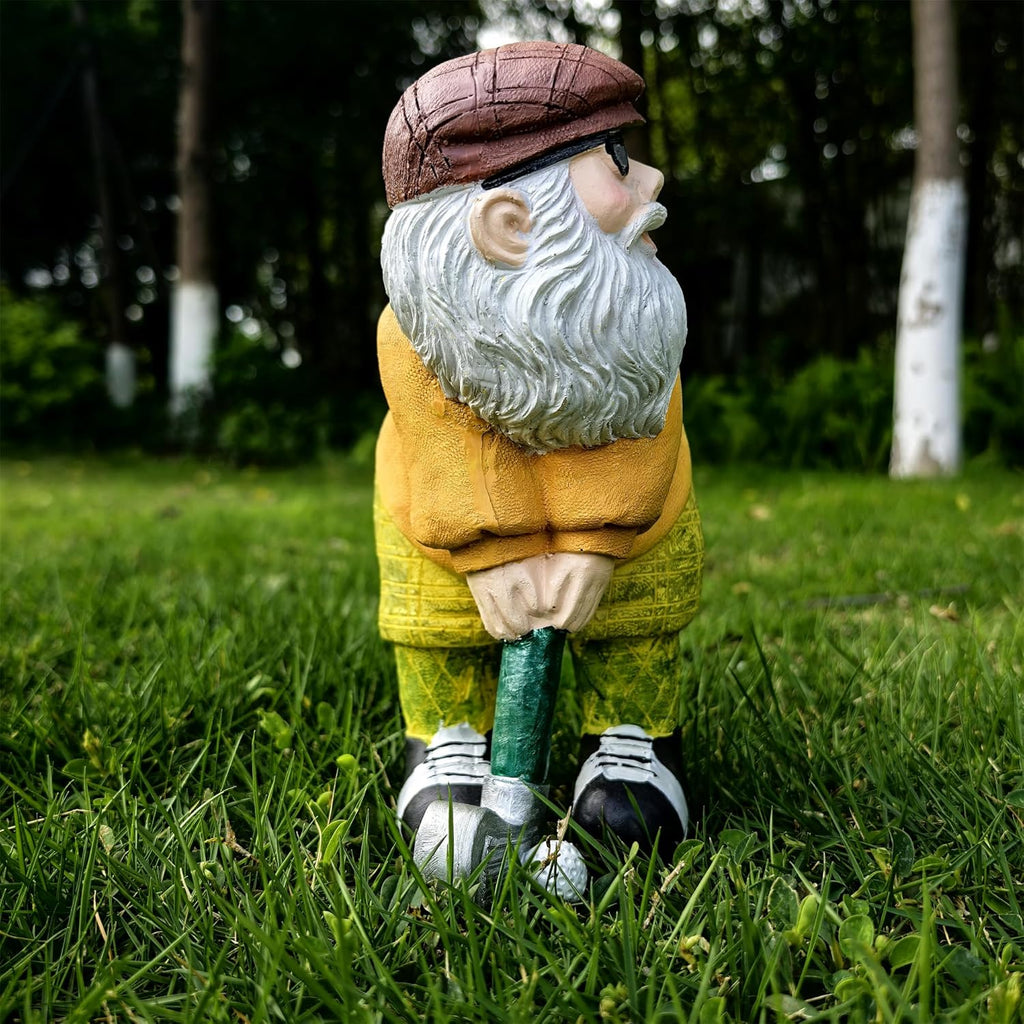 Garden Golfing Gnome Statue Decorative, Adorable Flower Bed Decor Gnome Sculpture for Patio Lawn,Yard Patio Art Decor Dwarf Figurines Table Ornament