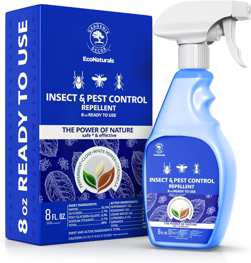 All Natural Bug Spray for Home - Non-Toxic Peppermint Oil Insect and Pest Control Kit - 8 oz Ready-to-Use Bug Spray - Indoor and Outdoor Protection- Ant Spray - Spider Repellent Indoor