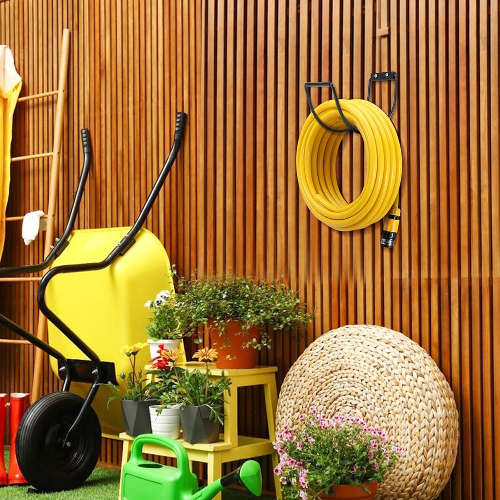 Garden Hose Holder Wall Mounted,304Stainless Steel Solid Hook Holds Up to 150Ft - Black