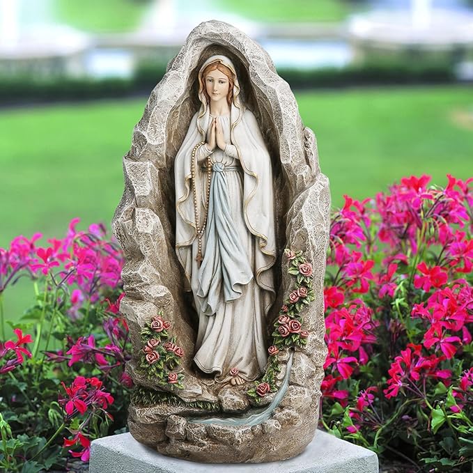 Our Lady of Lourdes Statue - 18 Inches Virgin Mary Statue Catholic Garden Decor, Our Lady of Lourdes Grotto Sculpture for Home Yard Patio Lawn Hallway Decor