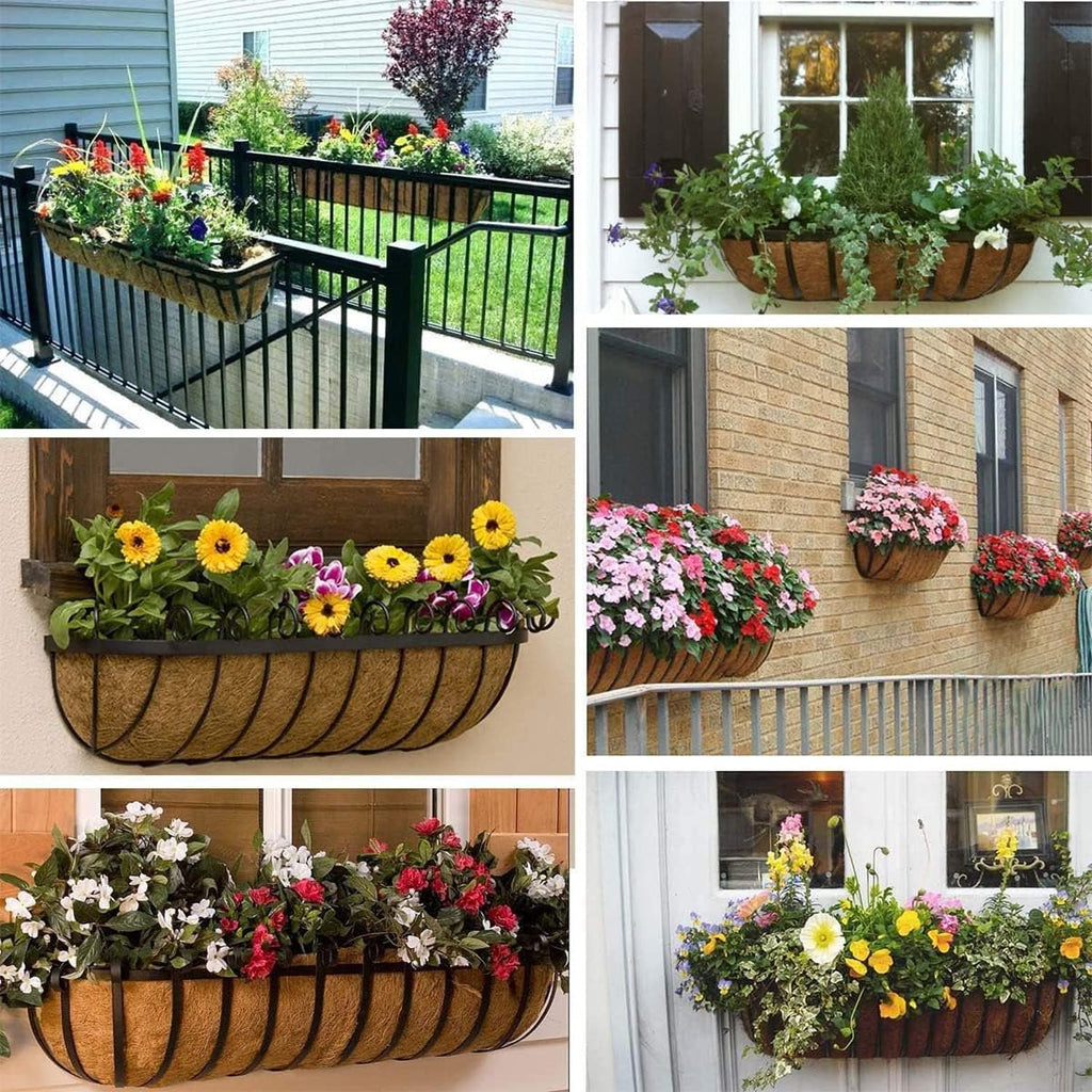 1 Pcs Trough Coco Liner 48 inch Wall Planter Replaceable Coco Liner for Window Box, Fence Flower Baskets