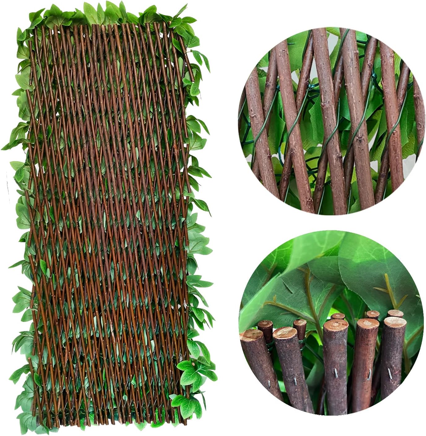 Expandable Fence Privacy Screen for Balcony Patio Outdoor,Decorative Faux Ivy Fencing Panel,Artificial Hedges (Single Sided Leaves) (2, Peony Leaf)