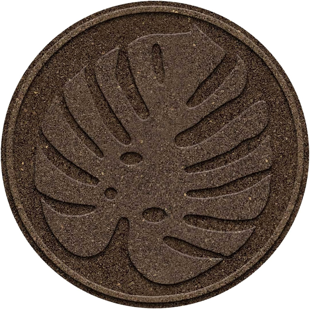 Garden Central 4-Pack 18”x18” Fake Tropical Leaf Rubber Stepping Stones, Round, Brown – Reversible Non-Slip Outdoor Faux Decorative Set for Landscaping – DIY Decor for Walkways & Yard Pathways