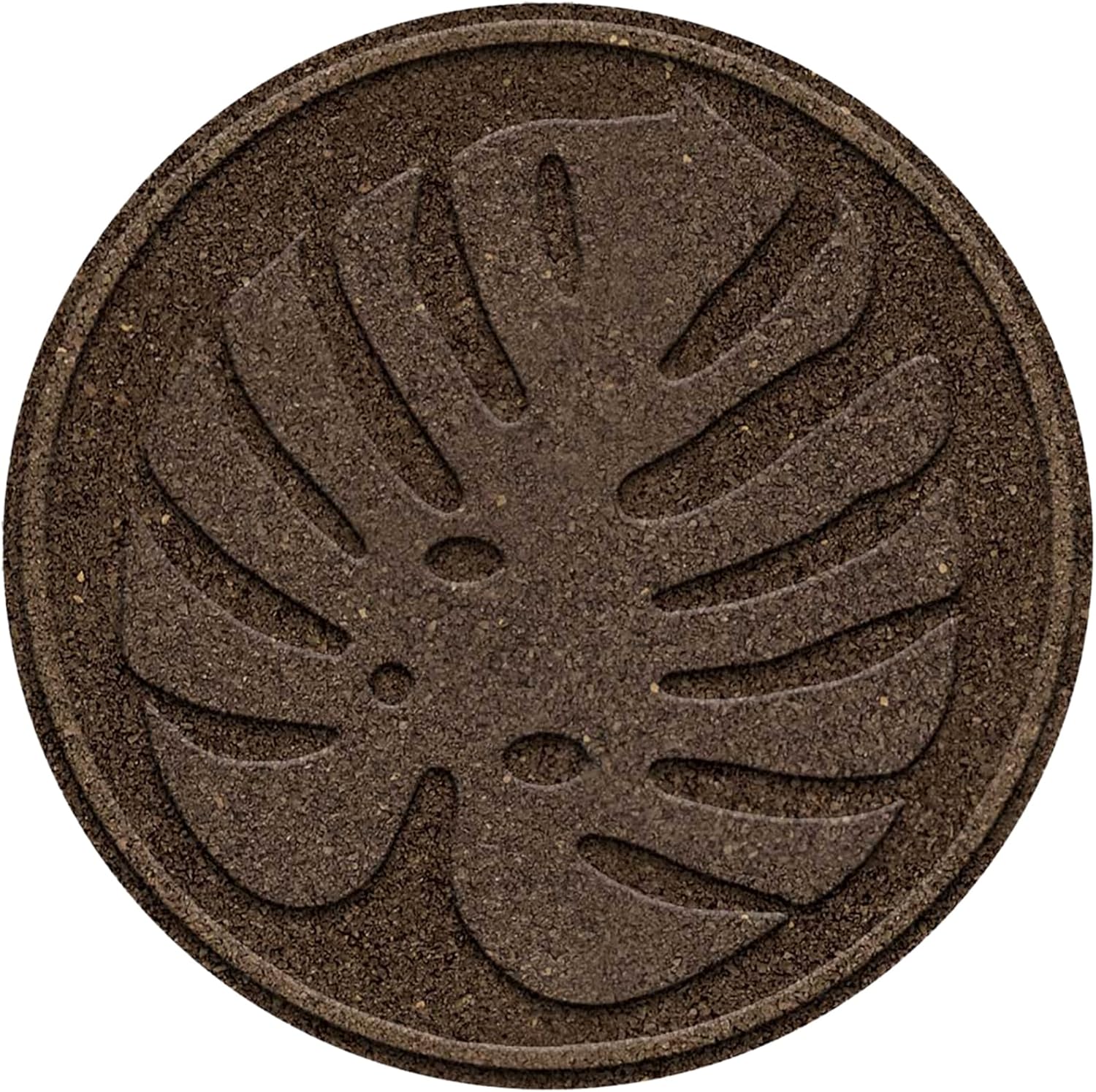 Garden Central 4-Pack 18”x18” Fake Tropical Leaf Rubber Stepping Stones, Round, Brown – Reversible Non-Slip Outdoor Faux Decorative Set for Landscaping – DIY Decor for Walkways & Yard Pathways