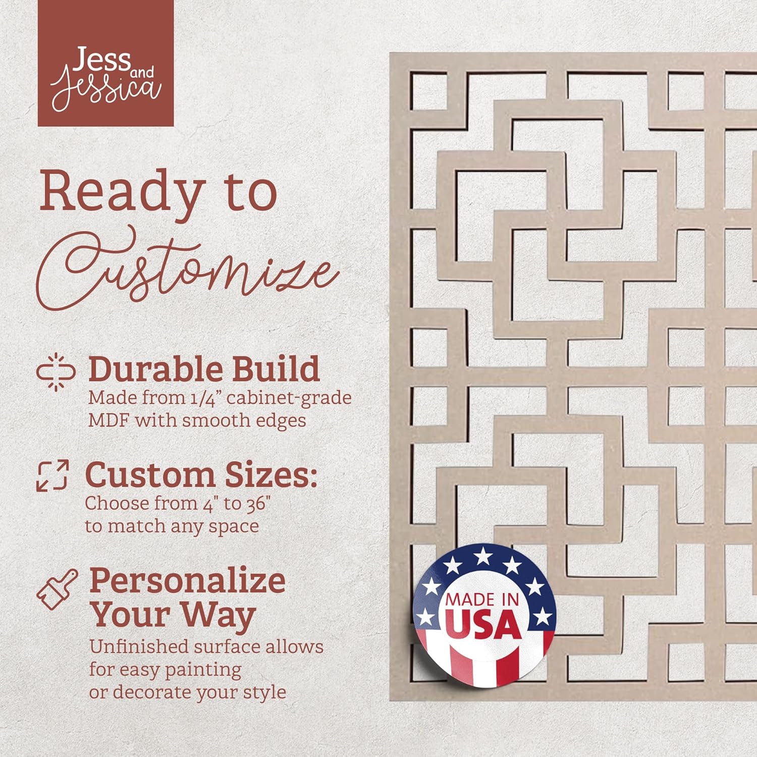 Lattice Panel with an Aztec Decorative Design MDF Home & Yard Décor - Wall Panel - Privacy Screen - Trellis - Indoor and Outdoor Use