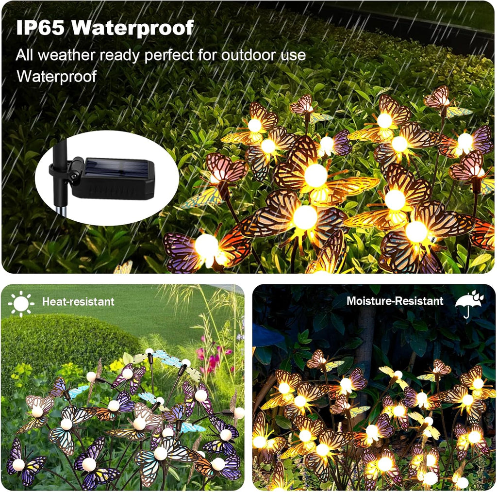 Solar Garden Butterfly Lights, 6 Pack 48 LED Solar Swaying Lights, Swaying in The Wind, Waterproof Firefly Light Outdoor Fairy Light for Garden Patio Yard Pathway Flower Bed Decoration
