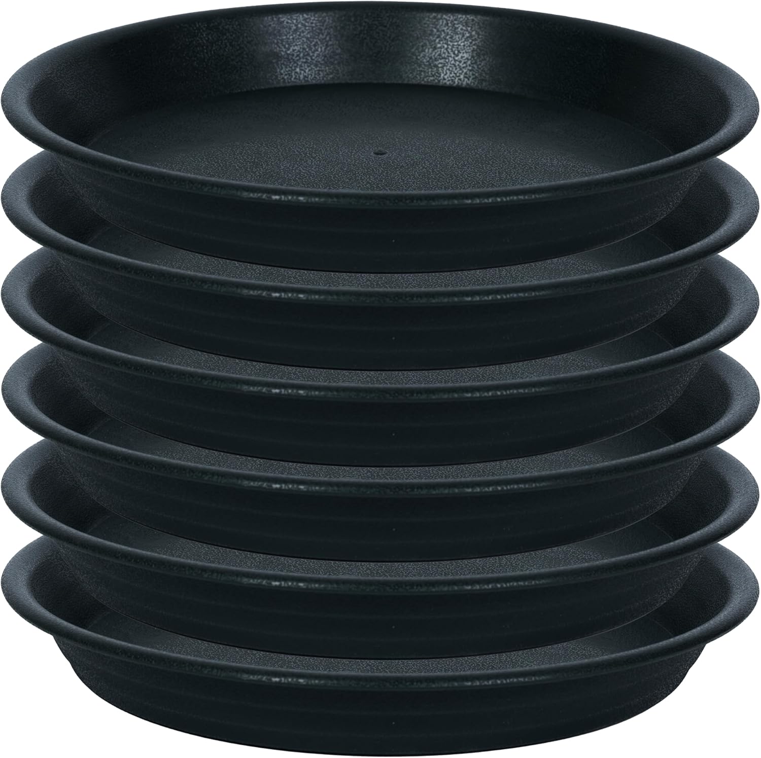 6 Pack Plant Saucer Drip Tray 11 12 inch, Pot Base for Plants Indoor, Plastic Flower Planter Saucers and Drip Trays for Outdoors, Heavy Durable Plant Plate Water Catcher (12", Black)