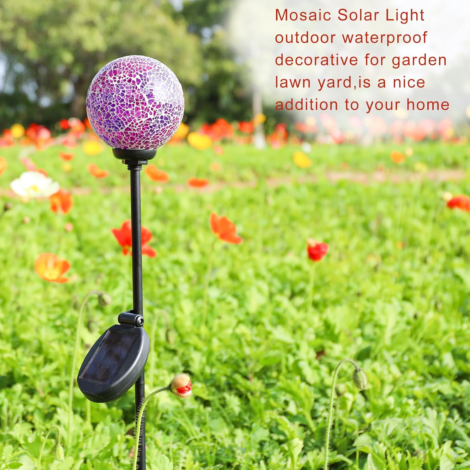 VCUTEKA Solar Garden Lights - Mosaic Solar Lights Outdoor Decor Pathway Light Waterpoof LED Stake Light for Landscape Lawn Patio Yard Decoration 1 Pack