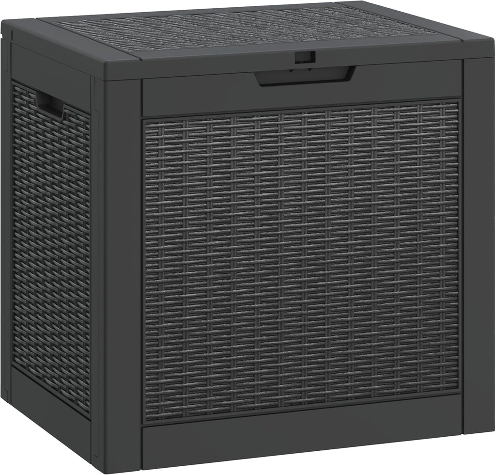 Deck Box, 31 Gallon Resin Outdoor Storage Box, Waterproof and UV Resistant Lightweight Storage Deck Box for Garden Tools, Supplies