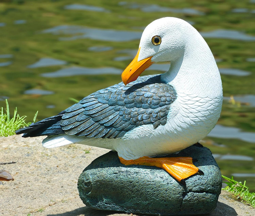 Real Seagull Figurine Garden Decorations,Seagull Statue Outdoor Decoration,Sea Bird Figurine Nautical Statue Coastal Beach Home Decorations Nautical Seagull Sculpture