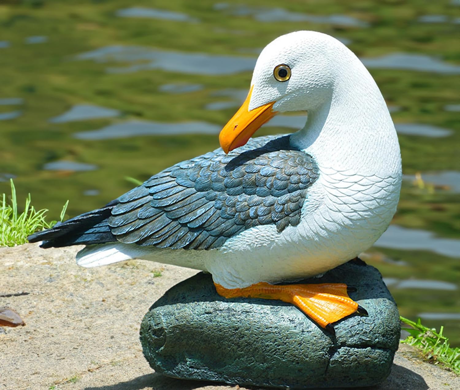 Real Seagull Figurine Garden Decorations,Seagull Statue Outdoor Decoration,Sea Bird Figurine Nautical Statue Coastal Beach Home Decorations Nautical Seagull Sculpture