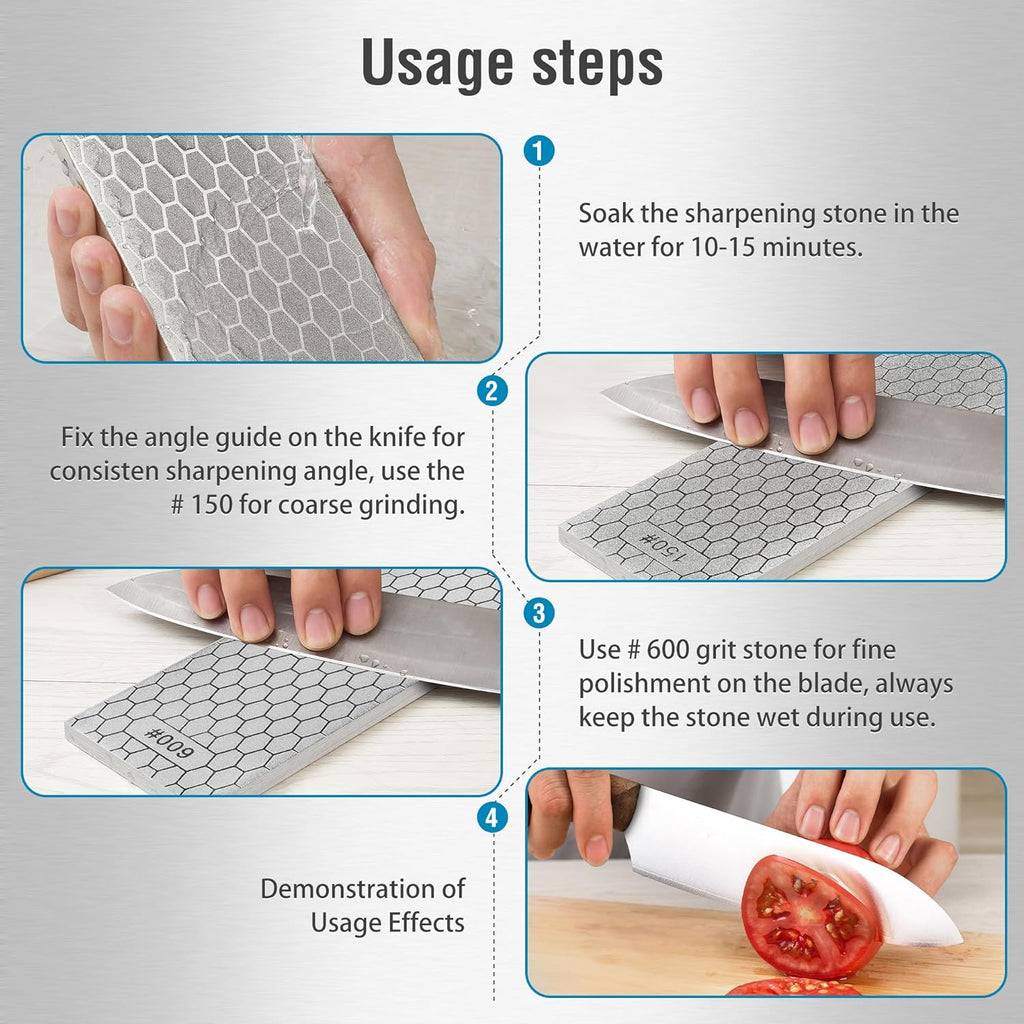 S SATC Diamond Sharpening Stone 2 Side Grit 150/600 Diamond Plate Honing Stone 8-inch Hone Sharpener