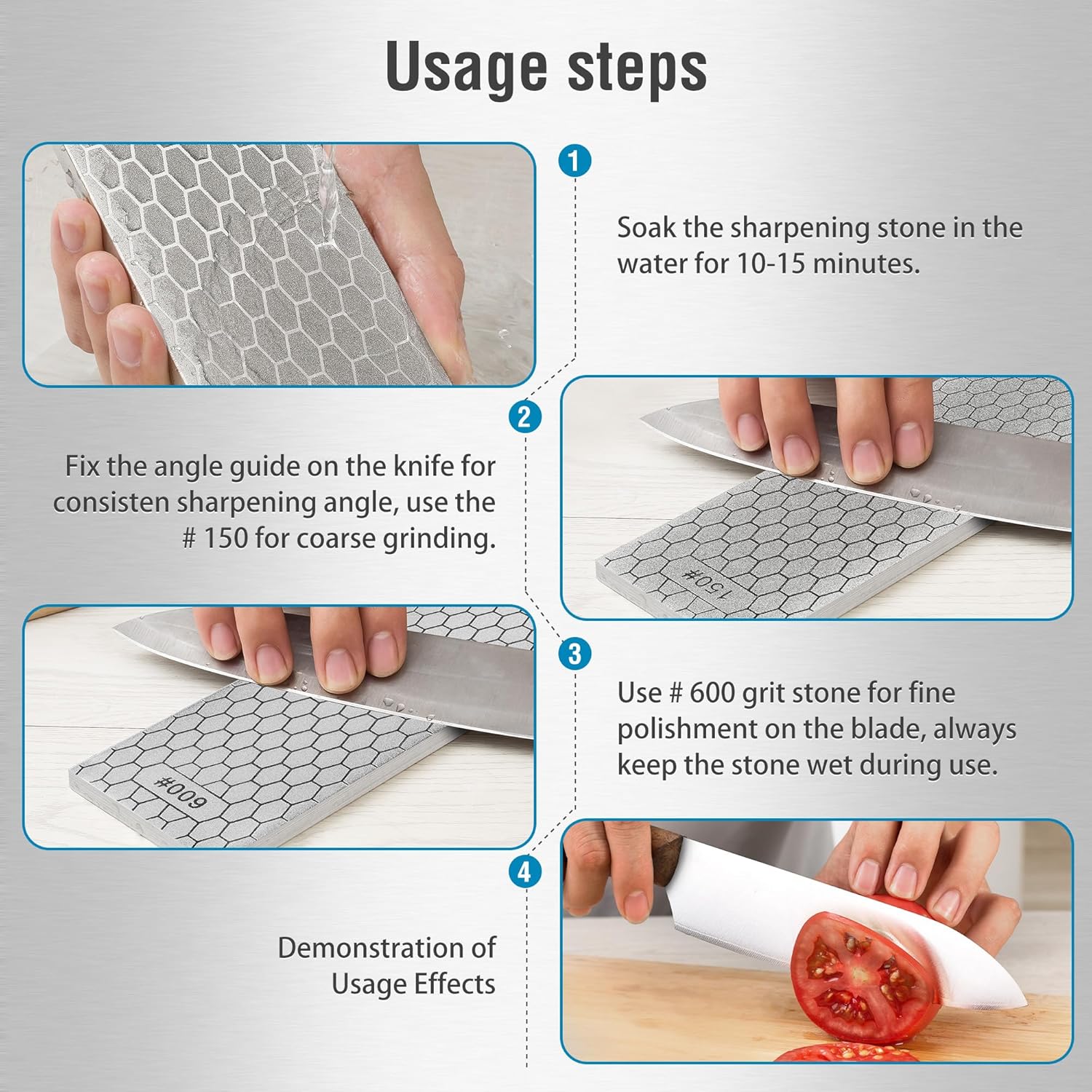 S SATC Diamond Sharpening Stone 2 Side Grit 150/600 Diamond Plate Honing Stone 8-inch Hone Sharpener