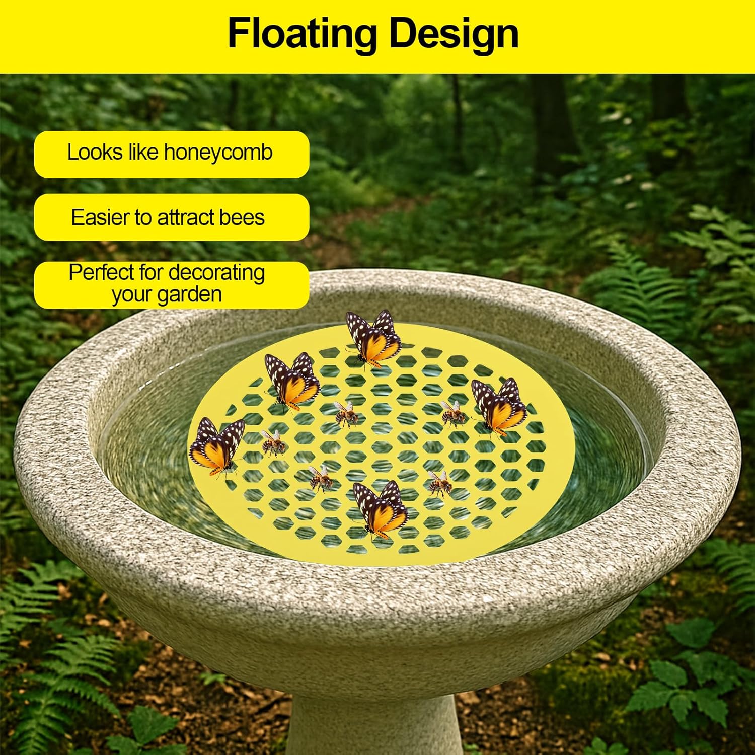 2 Pack Floating Bee Island,Round Floating Bee Watering Station- Butterfly Bee Waterer for Feeding, Bee Bath,Butterfly Feeders for Outdoors