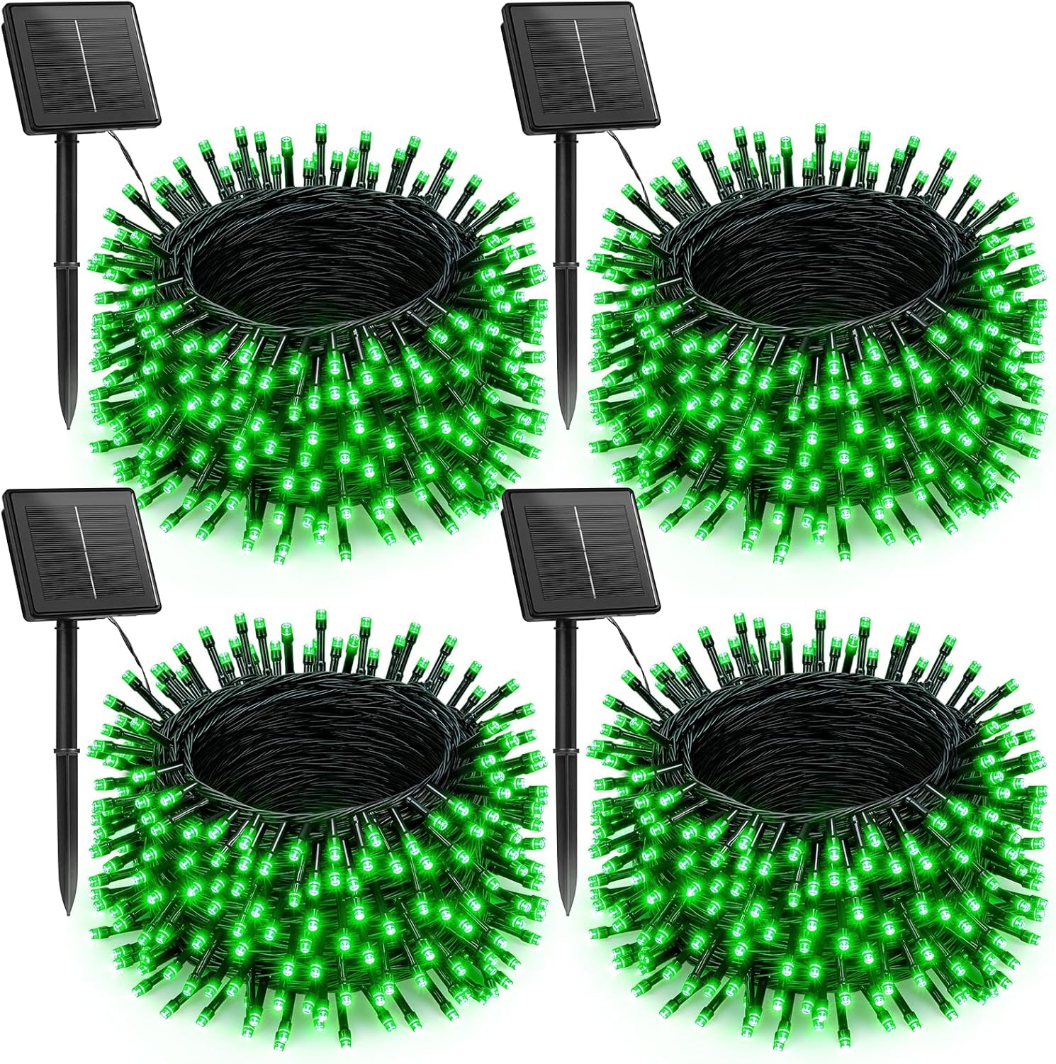Brightown Solar Christmas Lights, 4 Pack Total 184FT 480 LED Solar String Lights Outdoor Waterproof Green Wire with 8 Modes, Solar Fairy Light for Garden Yard Patio Party Decors, Green