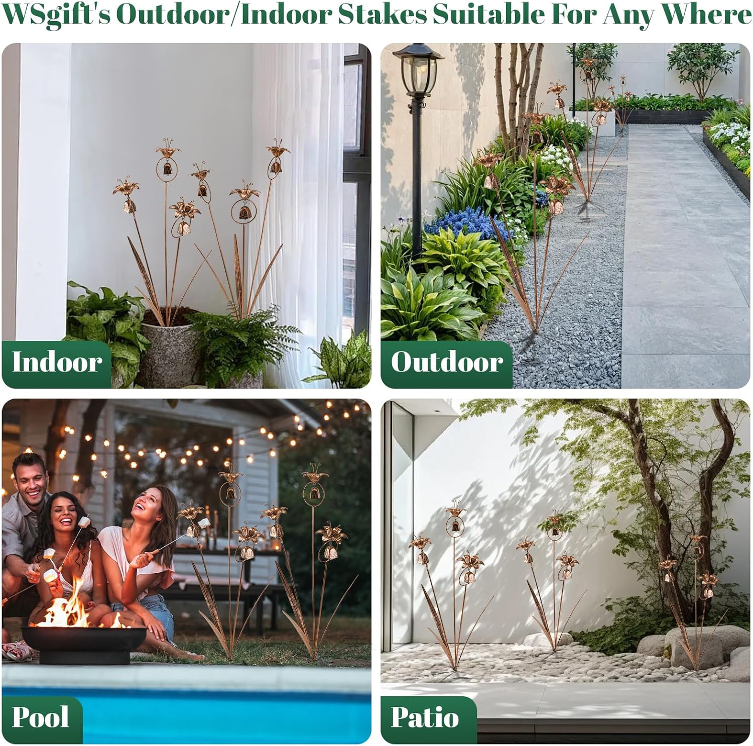 Metal Bronze Calla Lily Flowers with Bells for Outdoor Garden Decor