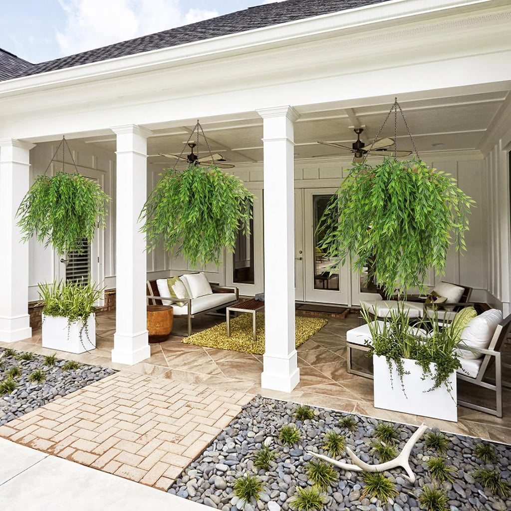 RECUTMS Artificial Weeping Willow 6Pcs,Plastic Leaves Twig Plants Greenery Fake Hanging Ivy Garland UV Resistant for Indoor Outdoor Home Garden Wall Baskets Wedding Party Table Planter Filler Decor