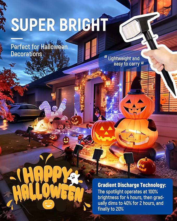 Solar Spotlights - 63LED Outdoor Solar Lights, 3 Pack, IP65 Waterproof, Warm Light