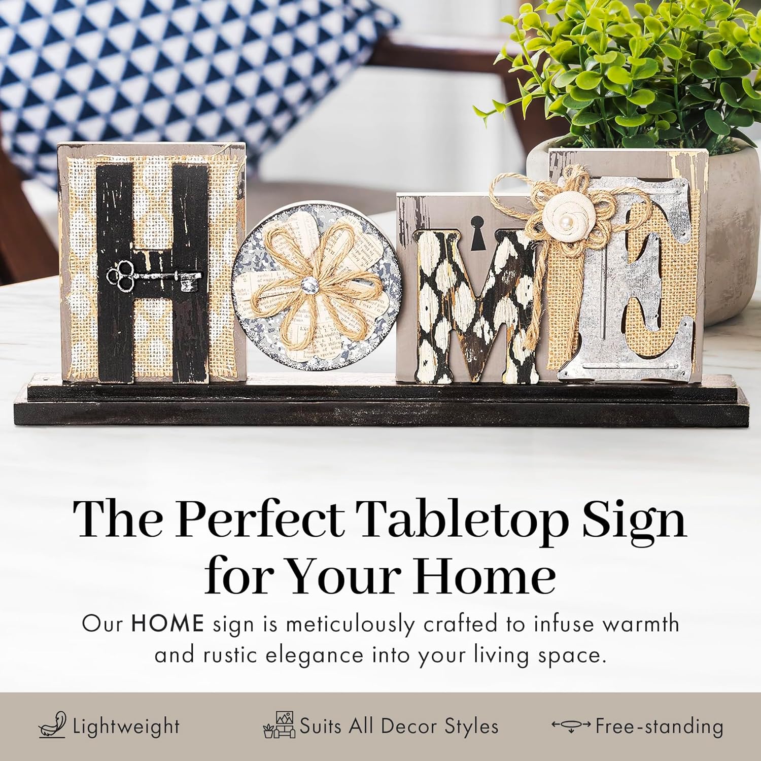 Young's Inc. Wood Block Tabletop Sign - Attractive Living Room Decor - Rustic Centerpiece Table Decorations - Home Decorations for Living Room - 17.5" W x 1.75" D x 7" H