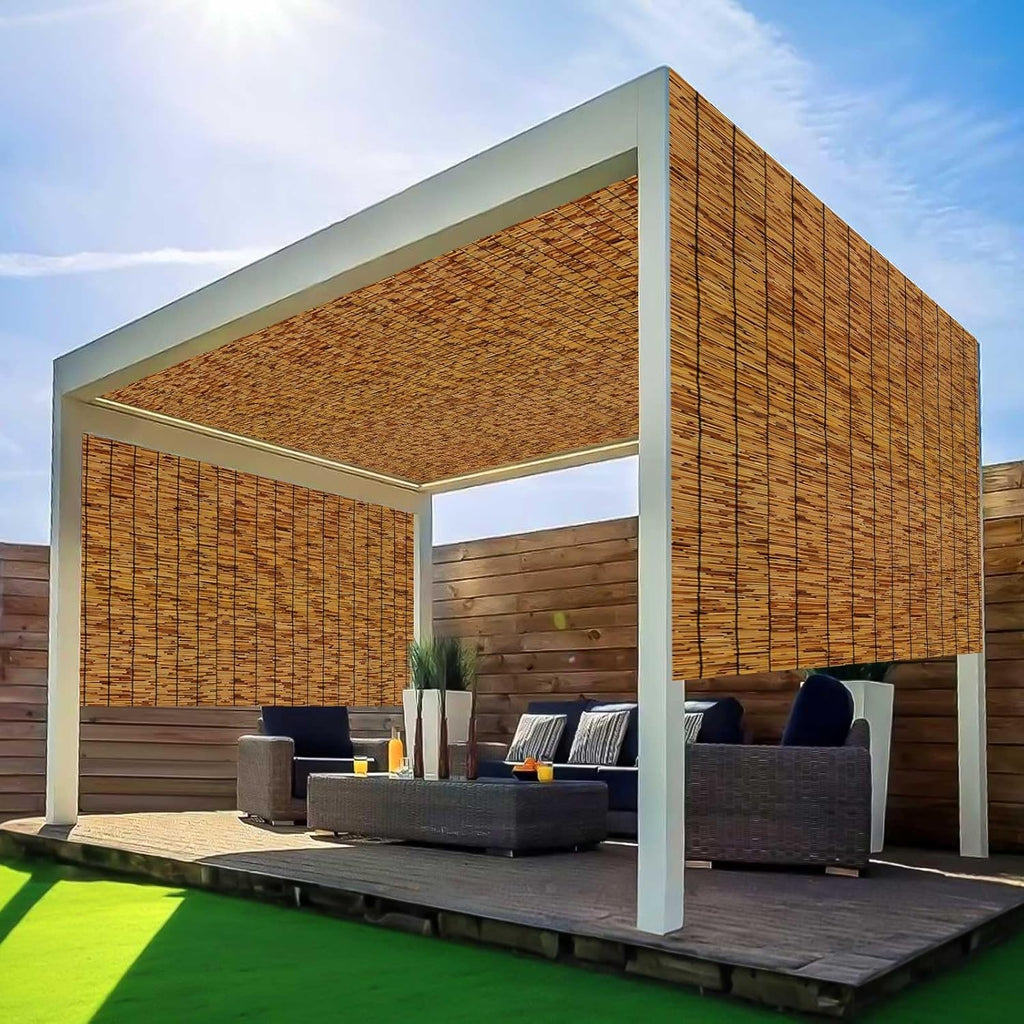 Natural Reed Fencing,Decorative Bamboo Fence Rolls Handwoven Friendly Sun Shade for Garden,Patio,Balcony Windows 3x16FT