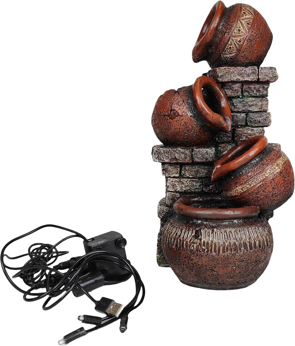 Indoor Desktop Fountain with Led Light - Layered Rock Waterfall Fountain, 13.77 x 5.9 x 5.9 inches, Silent Tabletop Water Feature Decor for Relaxation