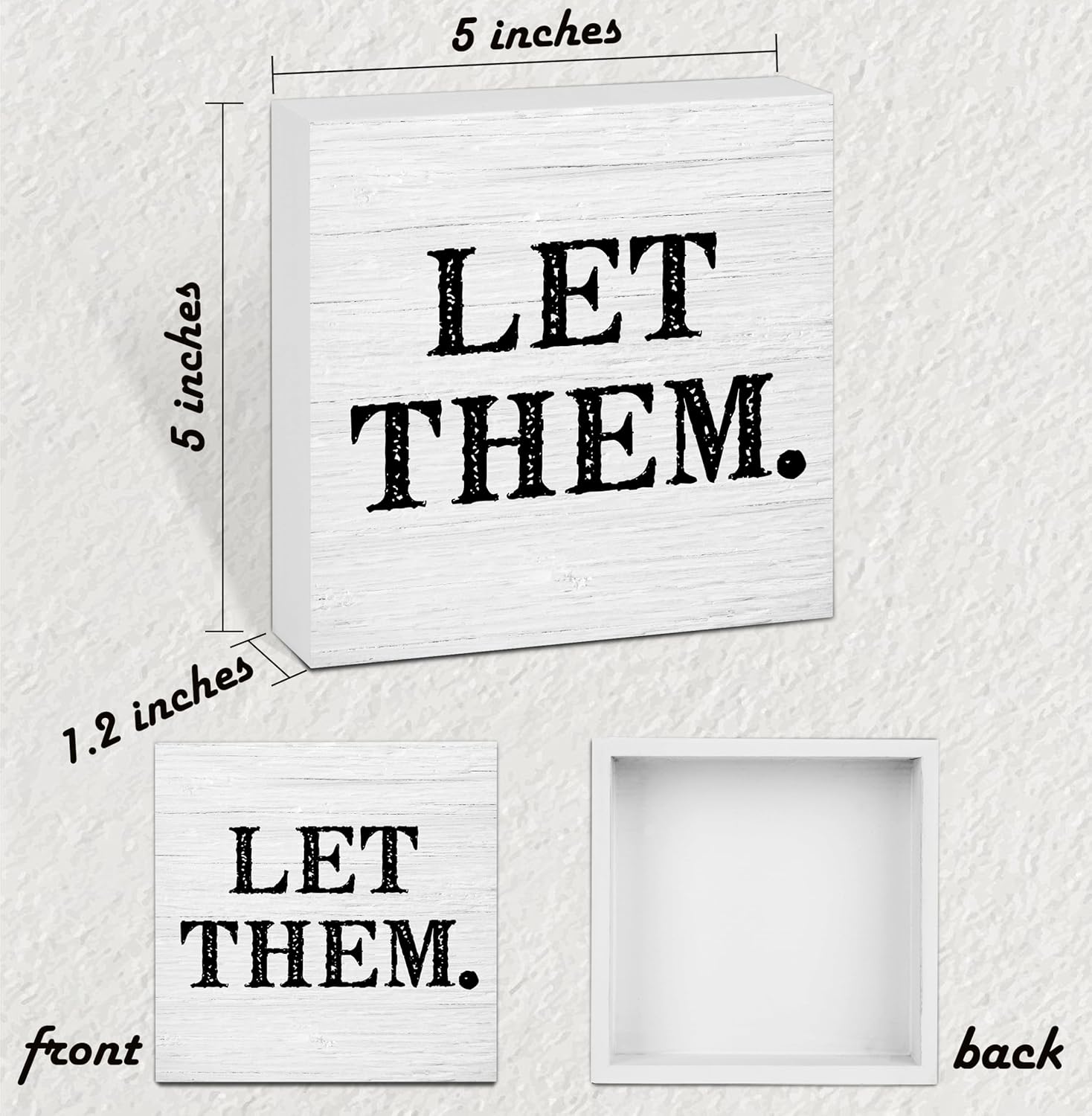 Let Them Wooden Sign, Desk Decorations For Women Office, 5x5 Inch Farmhouse Funny Office Decor Wood Box Sign, Desk Shelf Cubicle Accessories, Appreciation Gifts for Coworkers Boss, 07