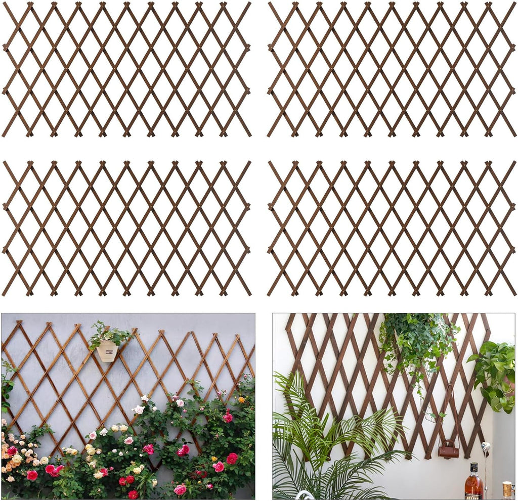 4 PCS Expandable Garden Trellis, 37" x 90" Trellis for Climbing Plants Outdoor, Wooden Lattice Fence Wall Panel Lattice Panels for Outside, for Climbing Plants Vine Ivy Rose Cucumbers Clematis