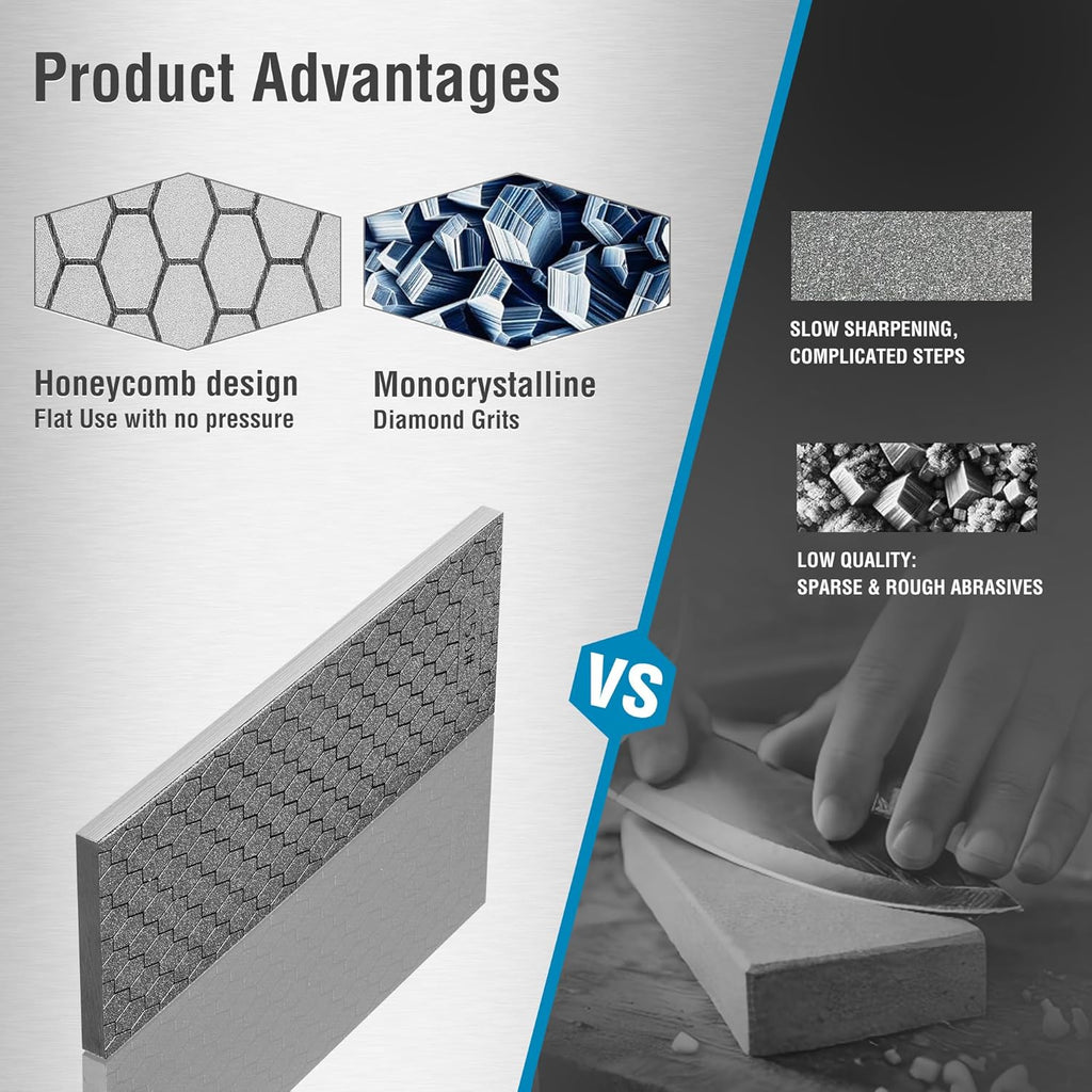S SATC Diamond Sharpening Stone 2 Side Grit 150/600 Diamond Plate Honing Stone 8-inch Hone Sharpener
