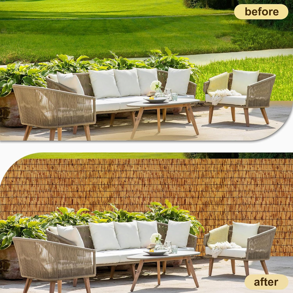 Reed Fencing Rolls,Patio Privacy Screen,Decorative Bamboo Fence Rolls for Patio Balcony Garden Backyard Outdoor,5x16FT(2Pcs)