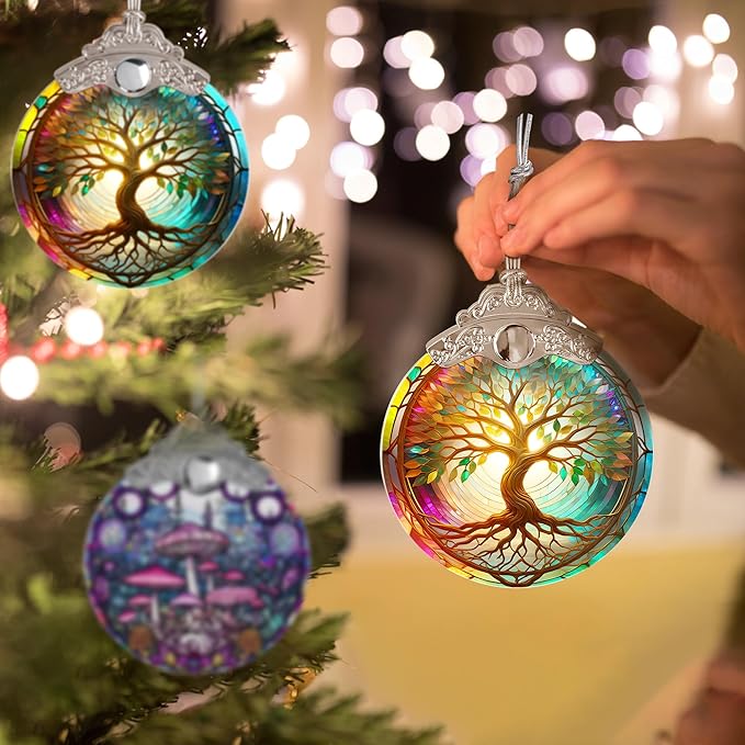 Tree of Life Suncatcher, Jocidea Stained Glass Window Hanging, Christmas Ornament, Tree of Life Ornaments for Christmas Tree, Tree of Life Home Decor, Holiday Decor, Christmas Decor