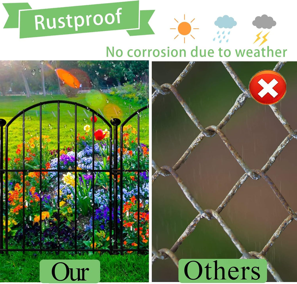 Decorative Garden Fence 17in x18ft, 18 Pack Rustproof Metal No Dig Fence Animal Barrier for Dog, Arched Flower Bed Edging Ornamental Wire Border Panel Fencing for Yard Patio Outdoor Decor