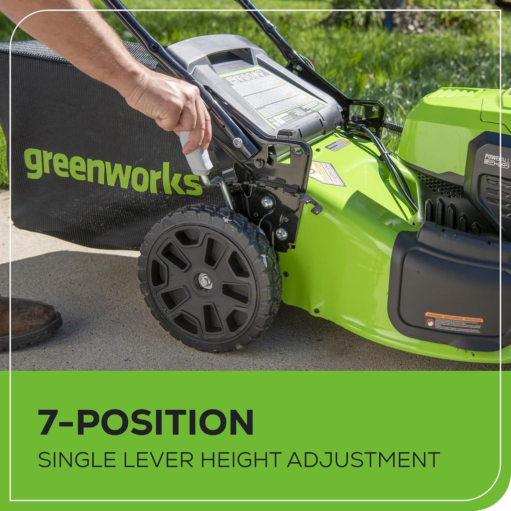 Greenworks 48V (2 x 24V) 20" Brushless Cordless (Push) Lawn Mower (LED Headlight), (2) 4.0Ah Batteries and Dual Port Rapid Charger Included (125+ Compatible Tools)