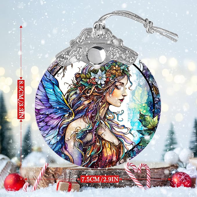 Stained Glass Suncatcher, Jocidea Fairy Ornament, Christmas Ornaments, Holidays Ornaments, Christmas Tree Decor, Fairy Decor for Home, Fairy Gifts