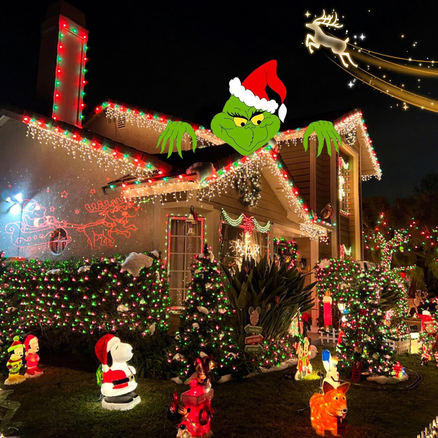 QITONG 4 Pack Red and Green Solar Christmas Lights, Each 33ft 100 LED Fairy Lights Outdoor Waterproof, 8 Modes Mini Twinkle String Lights for Outside