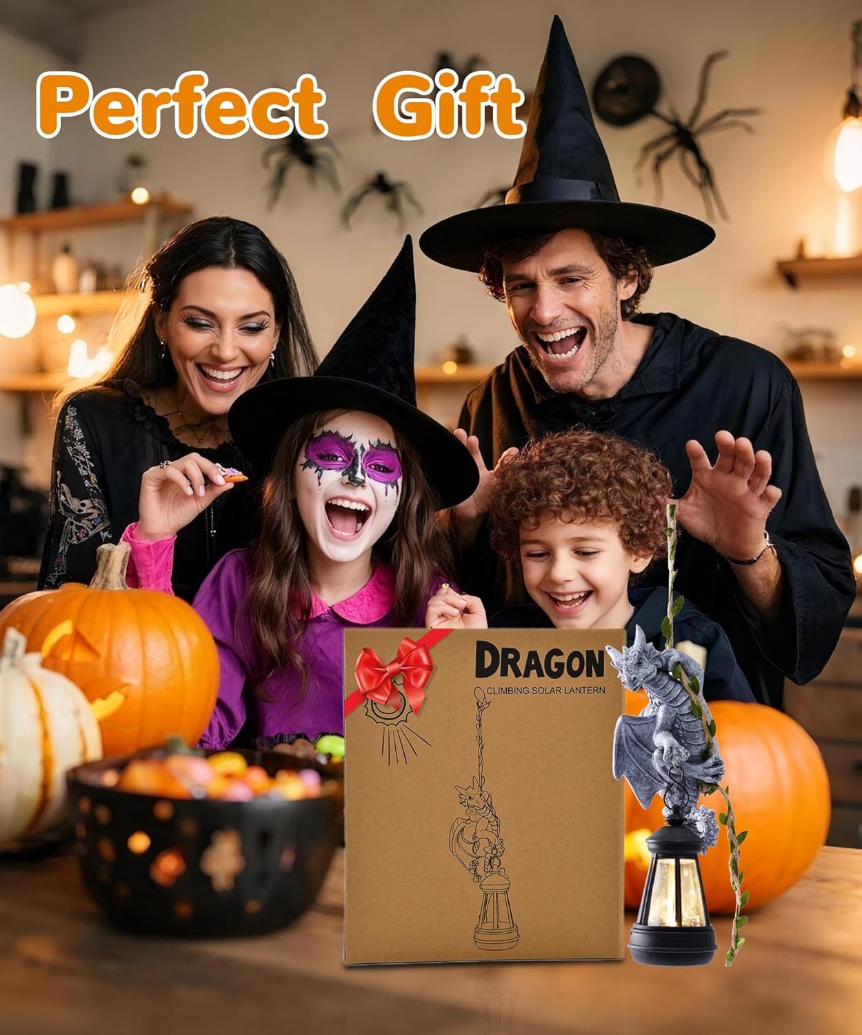 Dragon Outdoor Statue with Lantern: Resin Decor for Garden Patio Yard Wall Decoration - Ideal Gardening Gifts for Mom Grandma Women