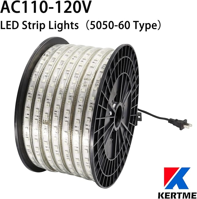 5050-60 Type AC 110-120V White LED Strip Lights, Flexible/Waterproof/Dimmable/Multi-Modes LED Rope Light + 23 Keys Remote for Home/Garden/Building Decoration (131.2ft/40m, White 6000K)