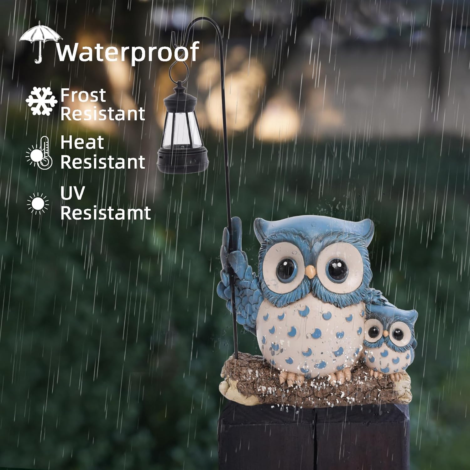 Garden Statues Owl with Solar LED Lantern, Resin Solar Garden Decor for Outside, Yard Decorations Outdoor for Patio, Porch, Balcony, Lawn Ornaments, House Warming Birthday Gifts for Mom Women Grandma