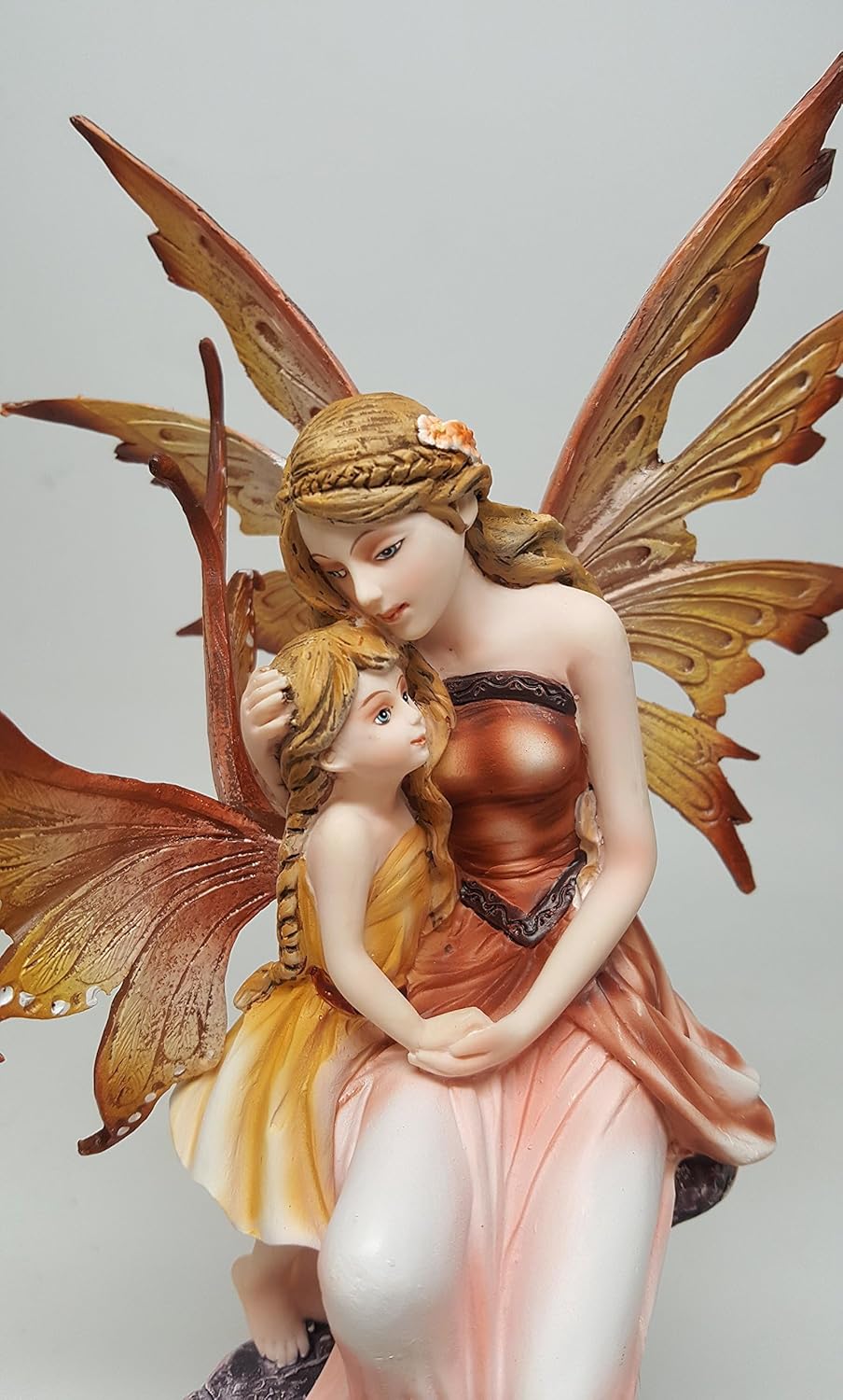 PTC 8.75 Inch Mother and Baby Orange Winged Fairy Statue Figurine