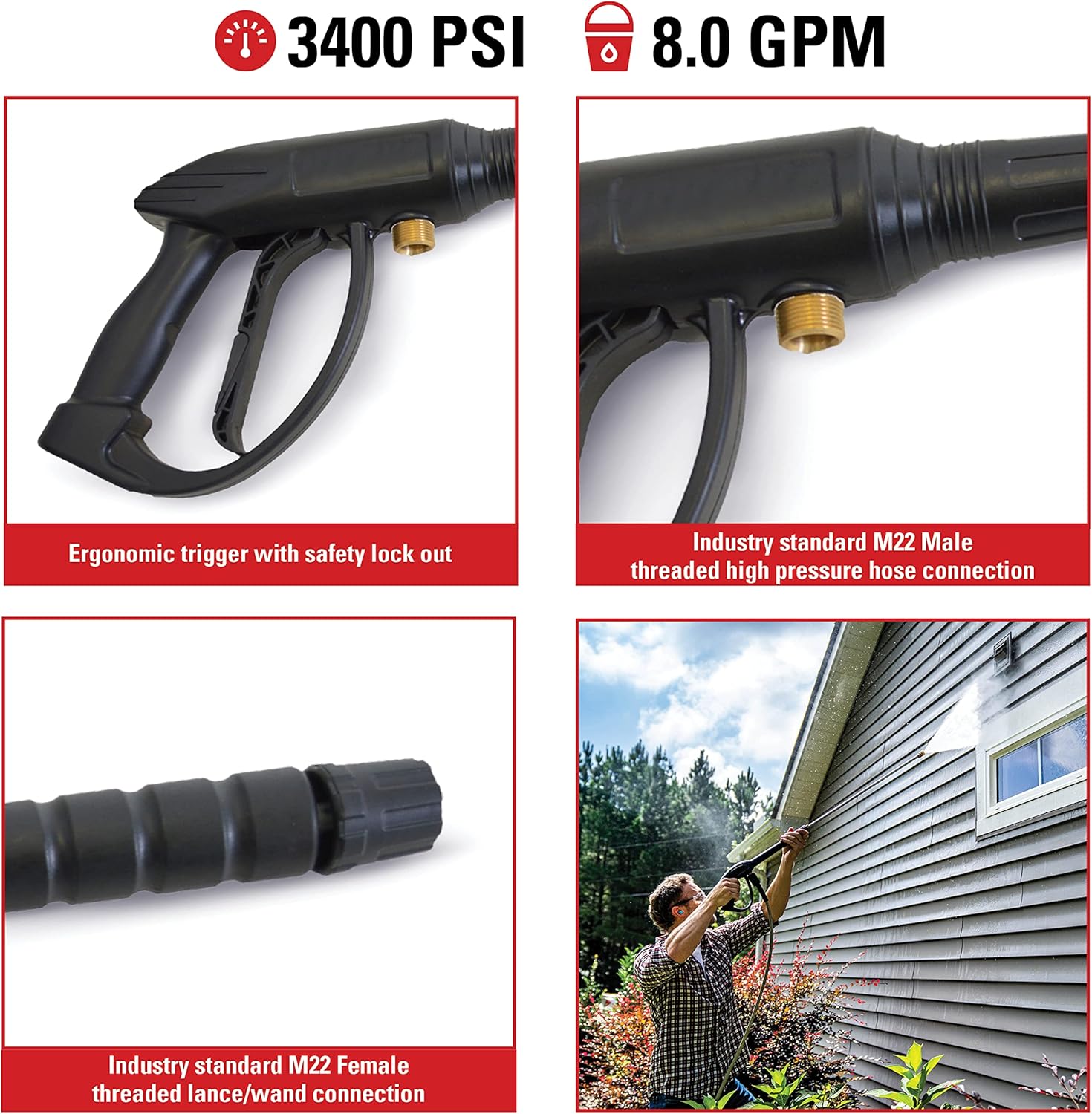 Simpson Cleaning 80147 Universal Pressure Washer Gun for Cold Water Use up to 3400 PSI