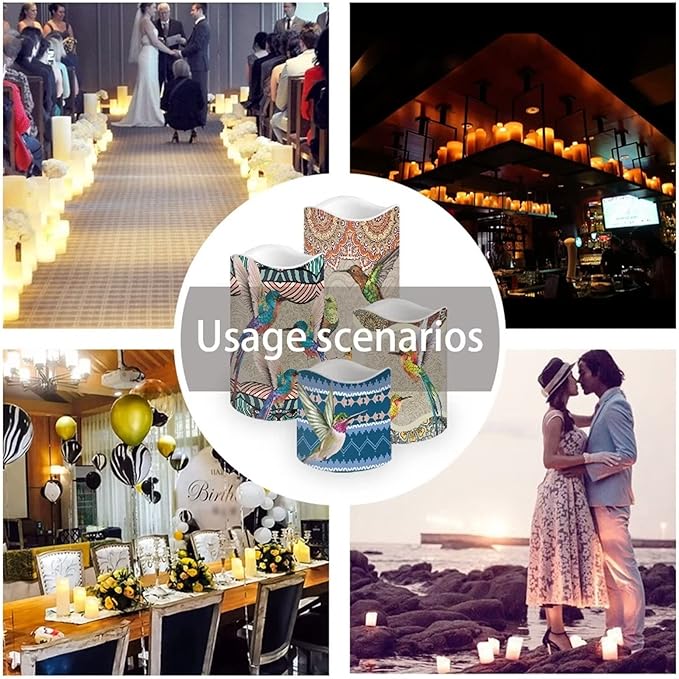 Ystardream Hummingbird Boho Flameless Candles Flicker Spring Summer Theme Decorative Decor for Wedding Date Proposal Easter Dinner Table Home Mother's Day Gift