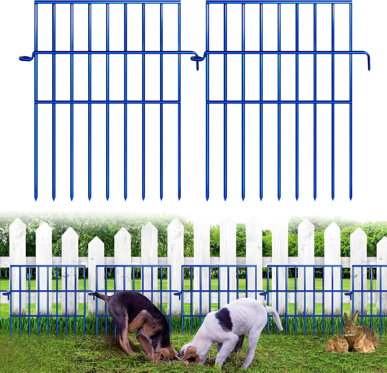 Animal Barrier Fence, 25 Panels No Dig Fences, 17in(H) X 27ft(L) Garden Fence Animal Barrier for Rabbits and Dog Under Fencing Barrier, Rustproof Metal Fences Border for Outdoor, Yard, Patio