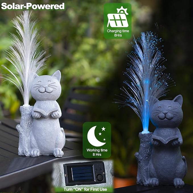 Solar Lights Garden Statue Cat