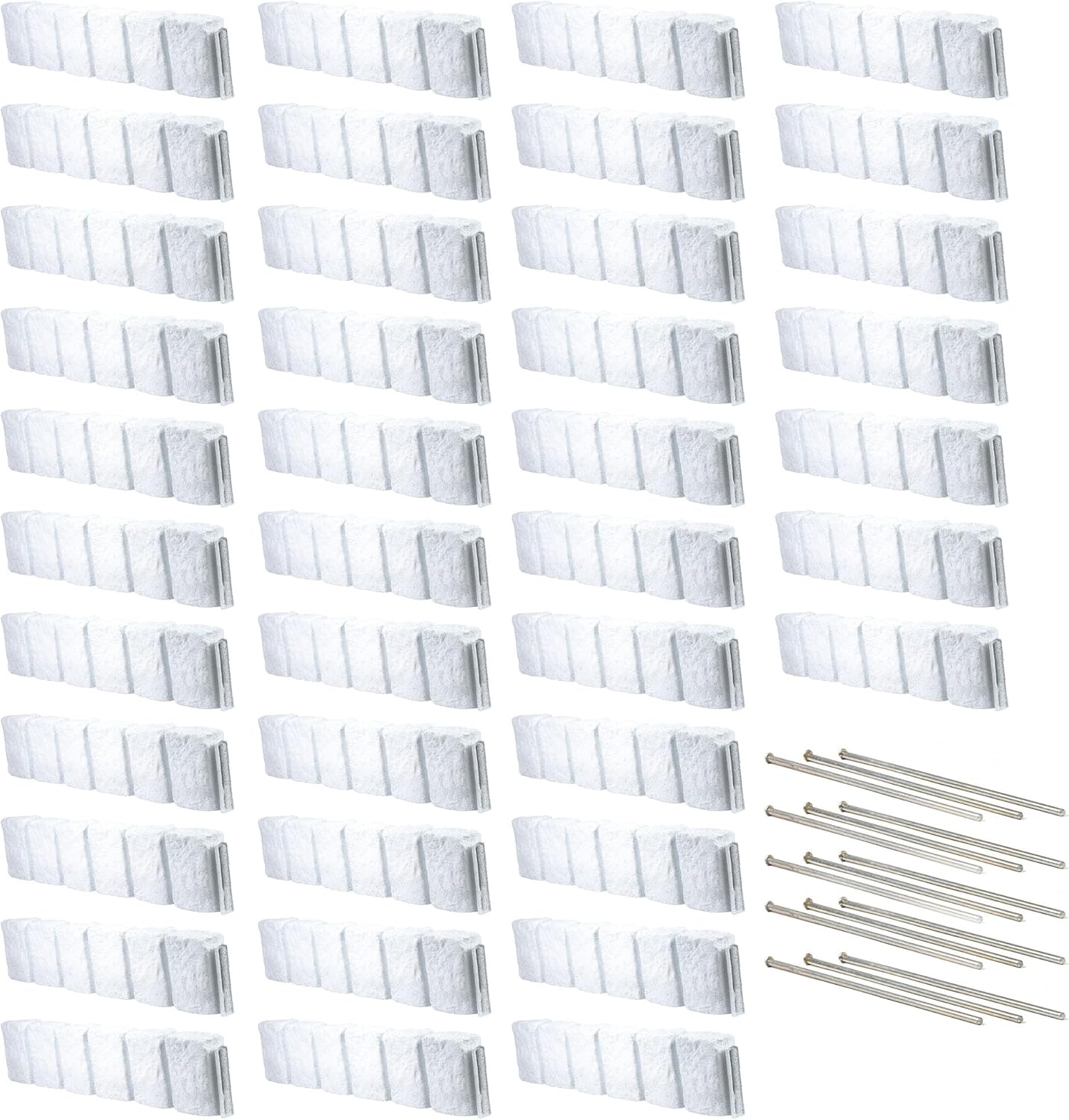 Beuta Landscape Edging | Garden Edging Border | Faux Stone Block XL for Lawn Edging, Flower Beds & Yard Edging – 40 Pack | Each Section Has 6 Blocks 48" L x 4" W x 9.5" H | 120 Spikes | Limewash