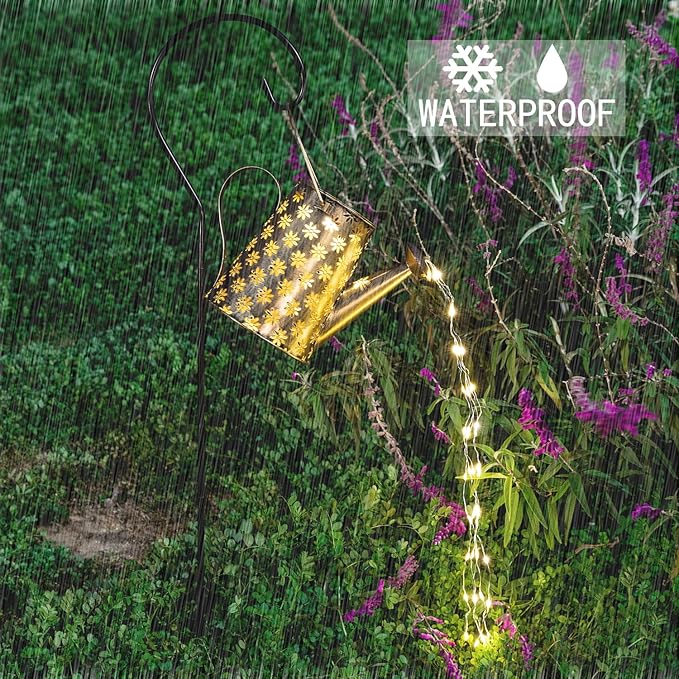 Garden Decor Solar Lights Outdoor Large Hanging Waterproof Watering Can Landscape Lights Outside Decorations for Yard Front Porch Patio Backyard Gardening Gift for Mom Grandma Women Birthday