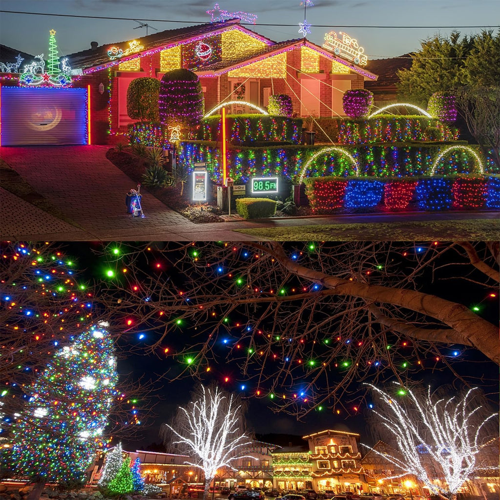 WATERGLIDE 1000 LED Christmas String Lights, 328 FT Green Wire LED Decorative Fairy Lights with Remote & 8 Modes, Waterproof for Outdoor Xmas Holiday Party Garden Wedding Home Decor, Multicolor