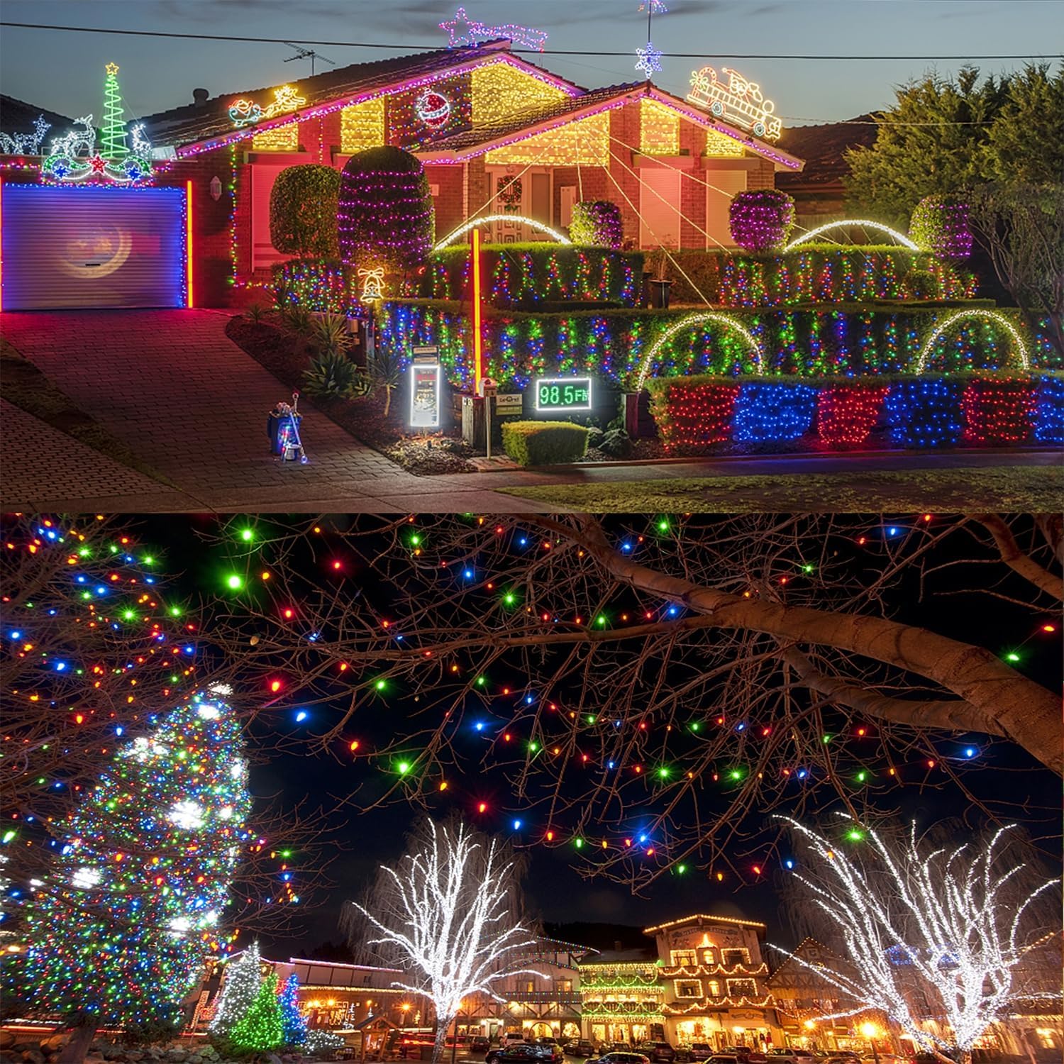 WATERGLIDE 1000 LED Christmas String Lights, 328 FT Green Wire LED Decorative Fairy Lights with Remote & 8 Modes, Waterproof for Outdoor Xmas Holiday Party Garden Wedding Home Decor, Multicolor