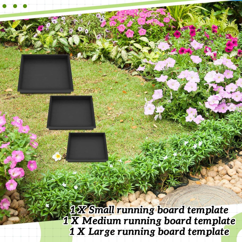 3 Size Square Stepping Stone Mold Internal Diameters 9.3" 12.6" and 14.3" Plastic Stepping Stone Molds for Concrete and Stained Glass for Garden Walk Way