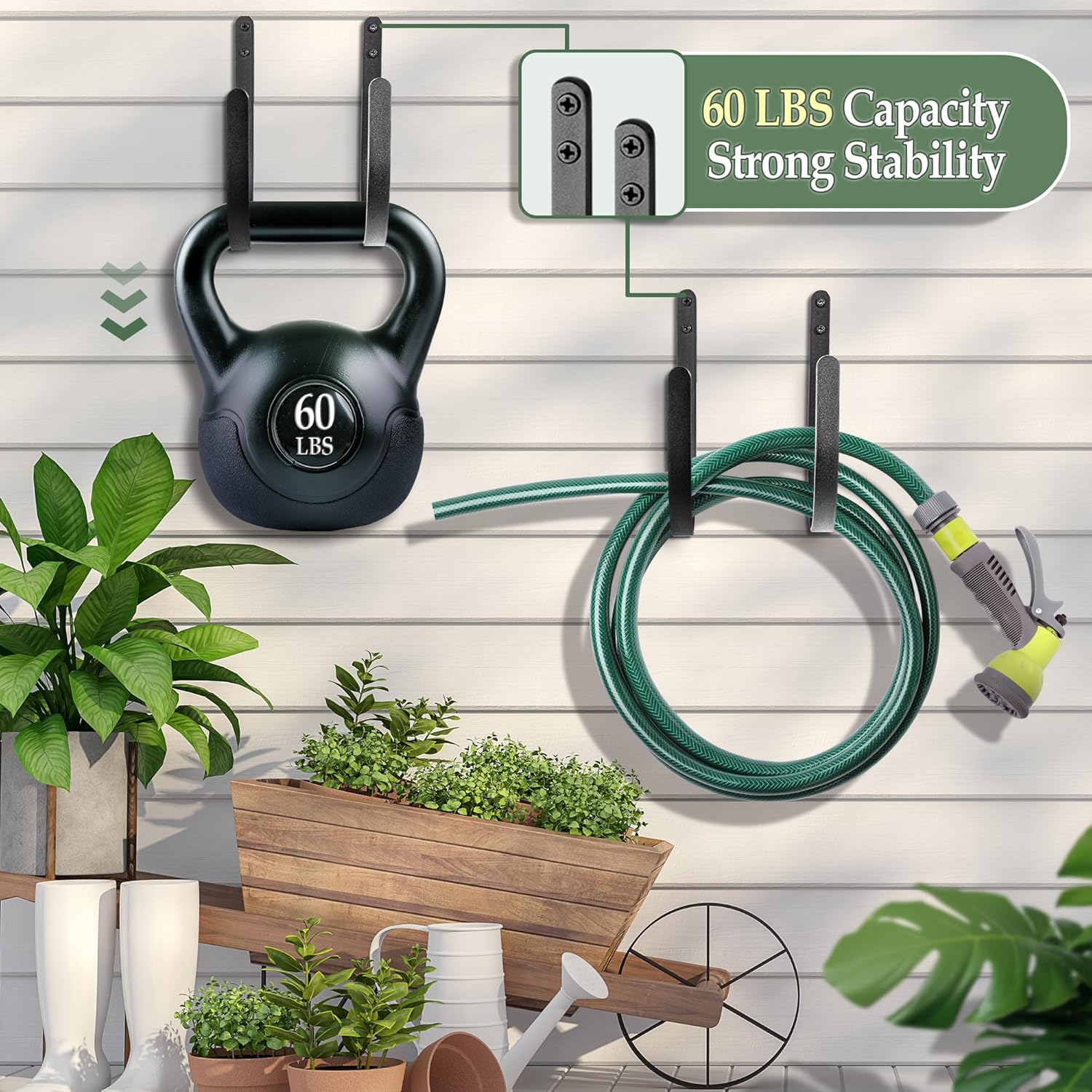 Hose Holders Wall Mount - Heavy-Duty Metal Garden Hose Hanger for Outside - Rust-Proof Hanging Hose Rack Hook Mount for Water Hose (4PCS)