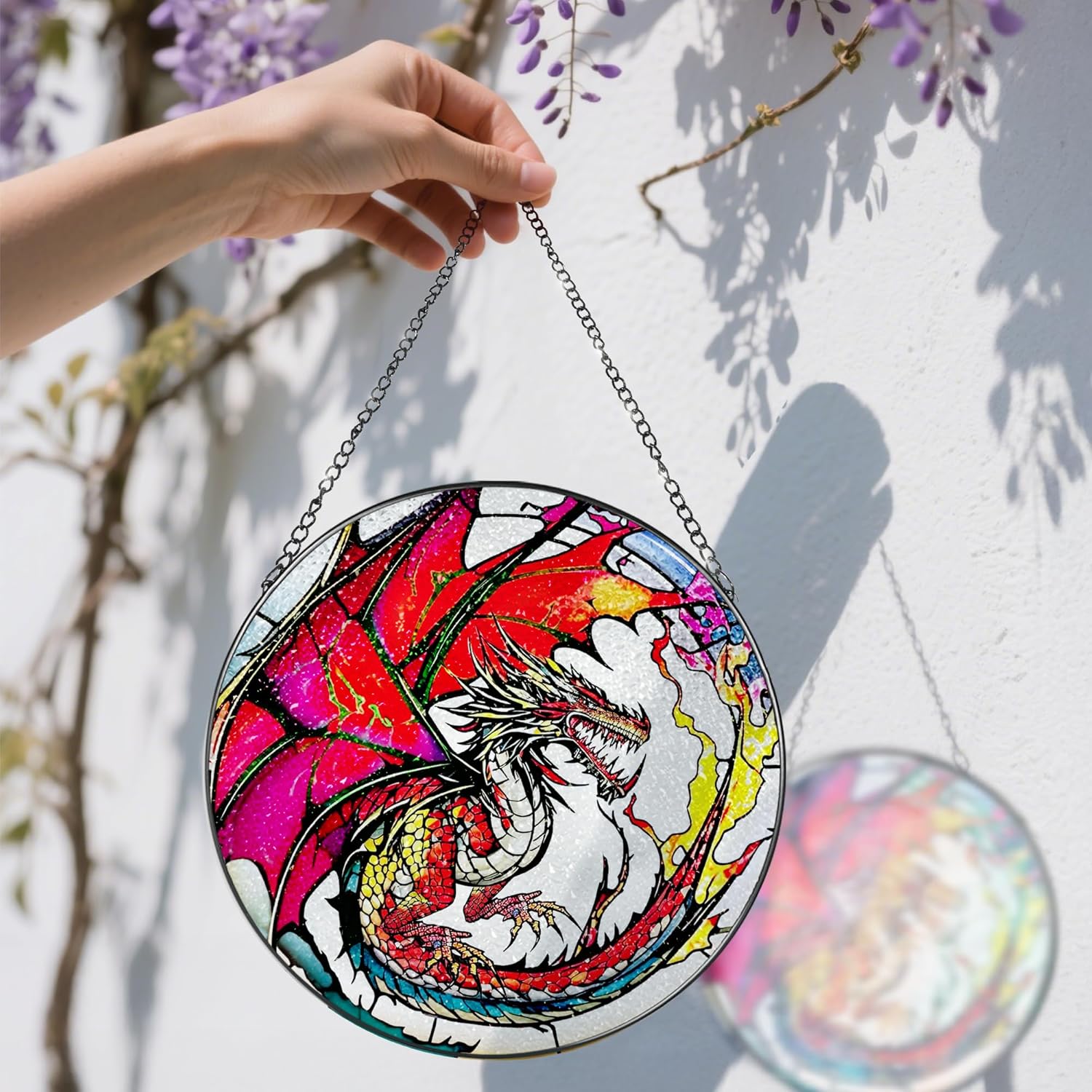 Stained Glass Window Hanging, Stained Glass Suncatcher, Dragon Sun Catcher, Window Hanging Decor, Dragon Gift, Gifts for Fathers Day, Christmas or Birthday Gift, Gifts for Him Dad Grandfather Son