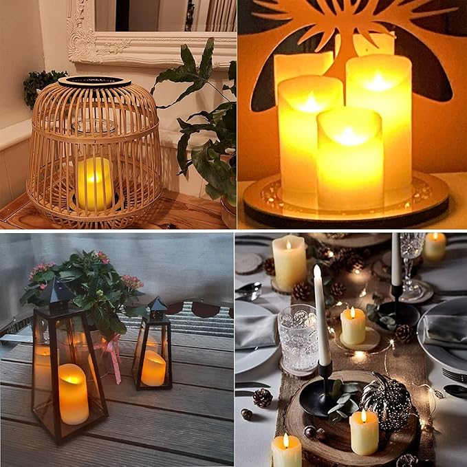 Tappovaly Flameless Flickering Battery Operated Candles 3pack Real Wax Pillar LED Candles with 10-Key Remote Control and 24 Hours Timer for Wedding, Party, Home Decoration (Ivory)